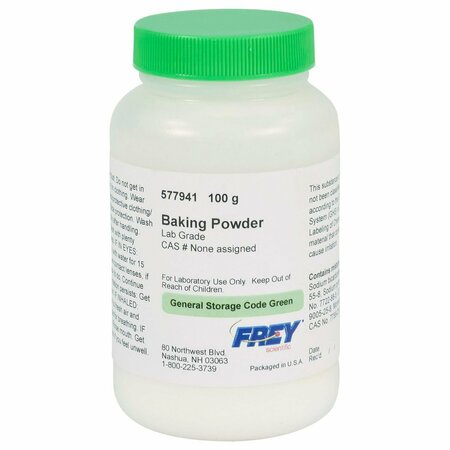 FREY SCIENTIFIC Baking Powder, 100g, Lab Grade BB0000-100G